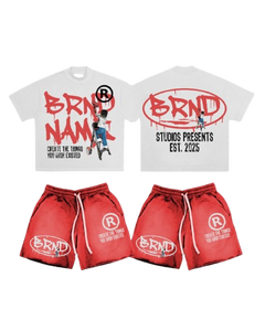 เสื้อยืดแขนสั้นสีพื้นผ้าฝ้าย 100% ไซส์ใหญ่พิเศษสำหรับผู้ชาย ชุดเซ็ต 2 ชิ้น กางเกงขาสั้น แห้งเร็ว ระบายอากาศได้ดี - Product Image 4