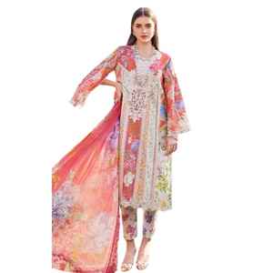 Precios al por mayor QJ IMPEX Trajes pakistaníes de 3 piezas para mujer, diseño Kameez Shalwar Dupatta, tela de algodón, corte ajustado, sin arrugas - Product Image 1