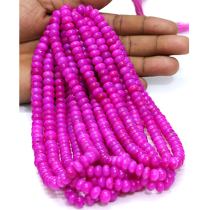 Hermosas cuentas de ópalo rosa intenso en forma de rondel, cuentas de ópalo rosa oscuro lisas en forma de rondel de 7-10 mm, cuentas de piedras preciosas de calidad AAA. - Product Image 1