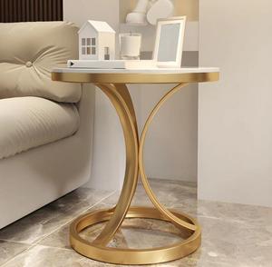Modern Marble Top <b>Console</b> <b>Table</b> with <b>Gold</b> Metal Pedestal Base Living Room Accent Furniture - Product Image 1
