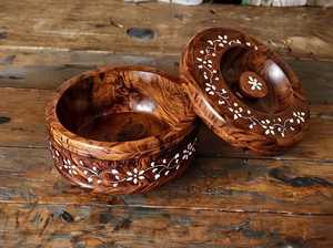 Boîte à chapati 100% en bois, classique, élégante, faite à la main, élégante, durable, récipient de rangement pour la cuisine - Product Image 5