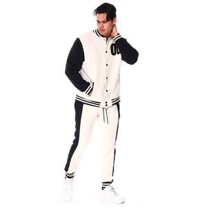 Custom Logo <b>Men</b> Varsity <b>Jacket</b> Canvas Black <b>White</b> OG Embroidered Letter Front Casual Autumn Wear Regular Fit Turn-down Collar - Product Image 4