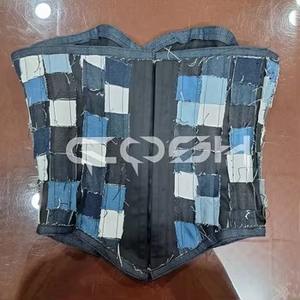 Top corset en denim patchwork fait main sur mesure - Product Image 3