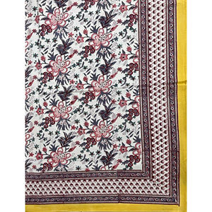 ผ้าปูที่นอนลายเรขาคณิตสีขาวเหลืองพิมพ์ลายด้วยมือแบบดับเบิ้ลมัลติไวท์ 200TC ผ้าฝ้าย ระบายอากาศได้ดี เหมาะสำหรับใช้ในบ้าน โรงแรม และงานตกแต่ง - Product Image 2