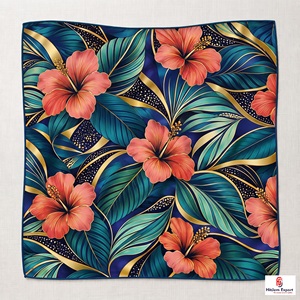 Élégant foulard carré imprimé sur mesure effet soie, léger, fabricant OEM ODM, produits textiles personnalisés Hawaï - Product Image 3