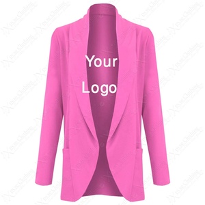 Chaqueta de manga larga fina para mujer con estilo, Color sólido, logotipo personalizado, botón de solapa, cárdigan de oficina para mujer, traje, abrigo de punto informal - Product Image 6