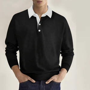 Chemise Homme Rouge à Manches Courtes Respirante Grande Taille en Tricot Polyester/Coton Couleur Unie Style Décontracté Col Blanc - Product Image 4