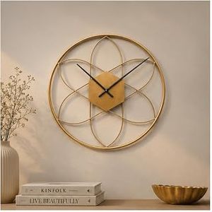 Reloj de Pared Redondo Moderno Chapado en Oro, Diseño Geométrico Abstracto, Cuarzo Analógico Silencioso, Decoración para Sala de Estar - Product Image 3