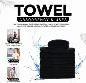 Elegante Toalla de Baño Negra de Algodón, Felpa Suave y Absorbente, de Lujo para Hotel y Spa, 580 GSM, Stock Europeo - Product Image 1