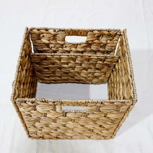 Trending <b>Square</b> Water Hyacinth Storage <b>Baskets</b> Handwoven Natural Fiber Organizers for Living Room 4 Pack - Product Image 4