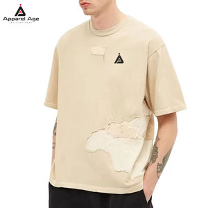 เสื้อยืดผู้ชายสีพื้นทรงหลวมพิมพ์ลายขาดๆ ดีไซน์ล่าสุด ผ้าฝ้าย 100% เสื้อยืดผู้ชายแบบขาดๆ - Product Image 2