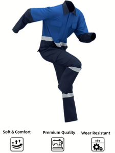 Combinaison de travail de sécurité imperméable et respirante, taille européenne, avec fermeture éclair frontale et multiples poches, color-block - Product Image 3