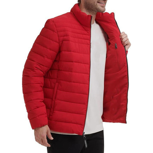 Dernière veste matelassée bleu marine pour homme, coupe-vent, fermeture éclair, col montant, décontractée, hiver, couleur unie, extérieur polyester, coupe régulière - Product Image 3