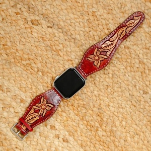 Meilleures ventes Bracelet de montre en cuir véritable Bracelet de montre en cuir repoussé à la main Nouveaux cadeaux Western Business Casual Fashion - Product Image 1