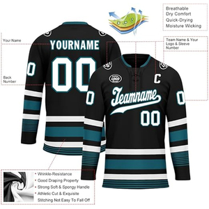 Maillot de hockey sur glace personnalisé, fournisseur OEM, vente en gros aux États-Unis, uniforme de hockey d'équipe personnalisé, broderie de logo, vêtements de sport en gros, 100% rapide - Product Image 2
