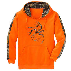 Sudadera con Capucha Naranja para Hombre, Diseño de Corazón y Camuflaje de Alce, Forro Polar, Estilo Casual de Invierno, Corte Holgado, con Bolsillos, 100% - Product Image 1