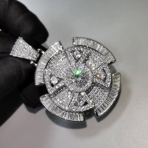 Colgante de Moissanita Giratorio de Plata 925 de Alta Calidad Personalizado para Rapper, Joyería Hip Hop con Diamantes de Moissanita - Product Image 5