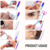 Kit de manucure et pédicure en acier inoxydable de haute qualité, 7 en 1, portable, réutilisable, ensemble d'outils de soin des ongles avec étui, pour adultes