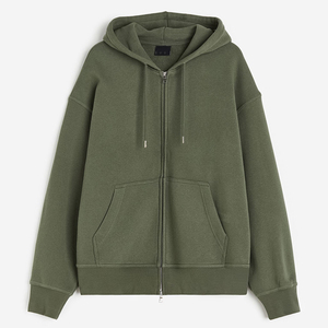 OEM High Quality 100% Cotton Blank Unisex Oversized Front Cut Sew Hoodie <b>Jacket</b> Full Face <b>Rhinestone</b> for Custom Full Zip - Product Image 5
