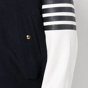 Chaquetas Varsity Negras de Lujo Personalizadas para Hombre, Chaqueta Varsity con Mangas de Cuero para Hombre - Product Image 6