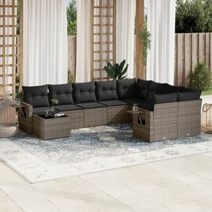 Conjunto de Sofá de Jardín Plegable de 10 Piezas en Ratán Sintético Gris, Muebles Versátiles para Exteriores - Product Image 1