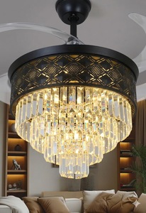 Invisible Blade <b>Ceiling</b> Fan Luxury Gold <b>Crystal</b> Chandelier <b>LED</b> Remote Control Hanging <b>Light</b> for Modern Home Dining Room - Product Image 6