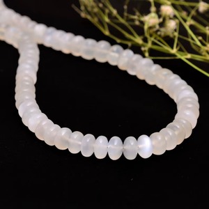 Perles de pierre de lune blanche naturelle en forme de rondelle, vente en gros, 5 mm, 7 mm, perles de pierre de lune lisses pour la fabrication de bijoux - Product Image 4