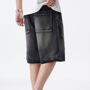 Wholesale Acid Wash Denim Jorts Vintage Streetwear Loose Fit Cotton Jean <b>Shorts</b> OEM Supplier - Product Image 5