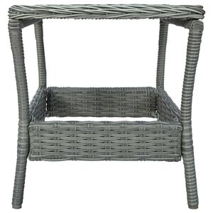 Table de jardin en rotin PE gris clair, acier thermolaqué et plateau en PP, mobilier d'extérieur élégant - Product Image 3