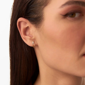 ต่างหูเพชรทรงหัวใจเปิดสีเหลืองทอง - Product Image 4