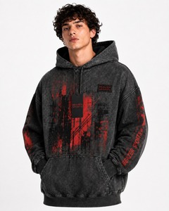 Nouveauté : Sweat à capuche pour homme en coton délavé style streetwear, couleurs et tailles personnalisables, service OEM/ODM - Product Image 1