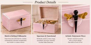 Luxury Peach Mirror <b>Glass</b> Decorative Storage Box Set Dragonfly <b>Knob</b> Premium Jewelry Vanity Organizer Boxes Home Decor Lacquered - Product Image 3