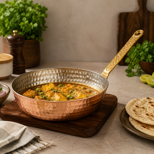 3 Ply Hammered Copper Frying <b>Pan</b> with Stainless Steel Lining, Brass Handle <b>Skillet</b>, Premium Chef Cookware, OEM ODM Wholesale - Product Image 4