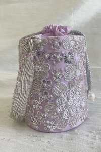 Bolso de Seda Rosa con Forma de Loto, Bordado Artesanal, Asa de Perlas, Bolsa con Cordón, Estilo Étnico para Bodas y Fiestas, Bolso para Mujer - Product Image 5