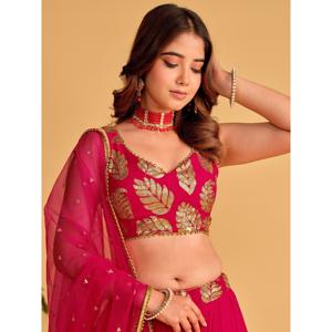 Maravillosas Lentejuelas Rosadas Georgette Lehenga Choli Con Dupatta - Product Image 2