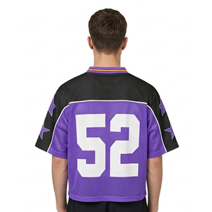 Camiseta de Fútbol Americano Morada para Hombre, Cuello en V, Malla Transpirable, Manga Corta, Número Personalizado 52, Ropa Deportiva de Equipo - Product Image 2