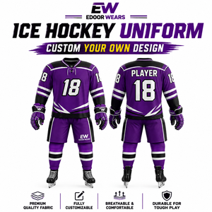 Conjunto de Uniformes Deportivos Personalizados de Alta Demanda con Nombre y Número del Equipo, Camiseta y Pantalones Cortos para Hockey sobre Hielo - Product Image 1