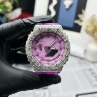 Montre analogique-numérique de luxe pour femme Bust Down en argent 925 avec bracelet rose et moissanite VVS, style hip-hop