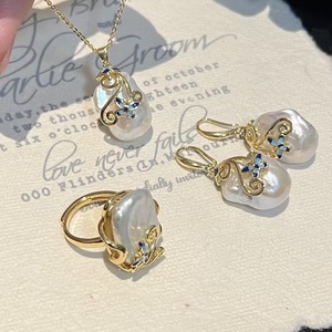 Women's Ethnic Court Style Fashion <b>Jewelry</b> <b>Set</b> Colorful Art Temperament Enamel Filigree Index Finger Ring Flower <b>Pearl</b> Earrings - Product Image 1