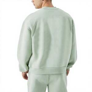 Conjunto Deportivo de Algodón Verde Claro para Hombre, Sudadera de Cuello Redondo, Pantalones Largos con Bolsillos Laterales, Ropa Casual de Primavera - Product Image 5