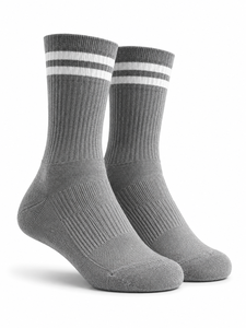 Custom Logo White Crew Woven Eco-Friendly Breathable Winter Sports <b>Socks</b> Black Stripe <b>Running</b> Basketball Soccer Football - Product Image 1