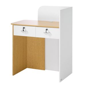 Mostrador de Recepción Moderno para Oficina, Rectangular de 31.5 Pulgadas con Luz LED Frontal, Mesa de Recepción con 2 Cajones y Enchufe - Product Image 1