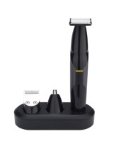 Kit de toilettage multifonctionnel pour homme, tondeuse à barbe électrique sans fil, tondeuse à poils de nez et d'oreilles rechargeable avec station de charge et de rangement