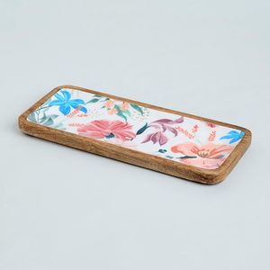 Restaurant Server <b>Top</b> Notch Wooden Floral Printed Rectangular Platter Handcrafted Exclusive Design <b>Decorative</b> for Home Usage - Product Image 4