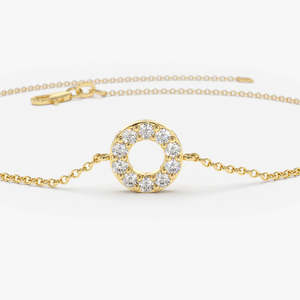 กำไลข้อมือดีไซน์เก๋ ชุบทองคำแท้ 925 เงินสเตอร์ลิง ประดับเพชรโมอิสซาไนต์ทรงกลม  งานออกแบบสั่งทำพิเศษ เครื่องประดับคุณภาพสำหรับผู้หญิง - Product Image 1