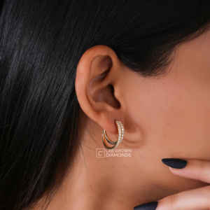 Pendientes de Aro de Lujo en Oro Amarillo de 14K con Moissanita de Corte Redondo para Mujer, 1.04ct, 66 Piedras, Regalo de Joyería para Aniversario - Product Image 2