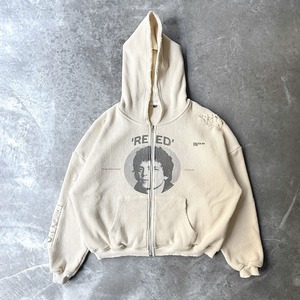 เสื้อฮู้ดดี้ทรงบ็อกซี่โอเวอร์ไซส์สไตล์วินเทจยี่ห้อ Huili Oem สำหรับผู้ชาย แบบซิป มีลายกราฟิกพิมพ์ลายปักเอง ผ้าหนานุ่มแบบวาฟเฟิล - Product Image 1
