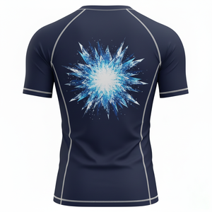 Maillot de compression à manches courtes personnalisé, tissu premium respirant, coutures durables, design sublimé, pour MMA, BJJ, surf et entraînement. - Product Image 6