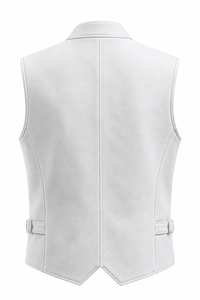 เสื้อกั๊กหนังแท้คอวีสำหรับผู้ชายแบบติดกระดุม - Product Image 4