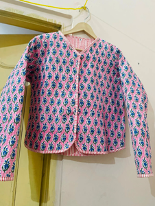 Wholesale and Manufacture Indian Handmade <b>Quilted</b> Cotton Jacket Vintage Cotton Kantha Jacket Reversible Raw Edge Free Edge - Product Image 6